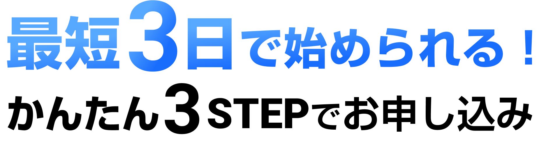 最短3日で始められる！かんたん3STEPでお申し込み