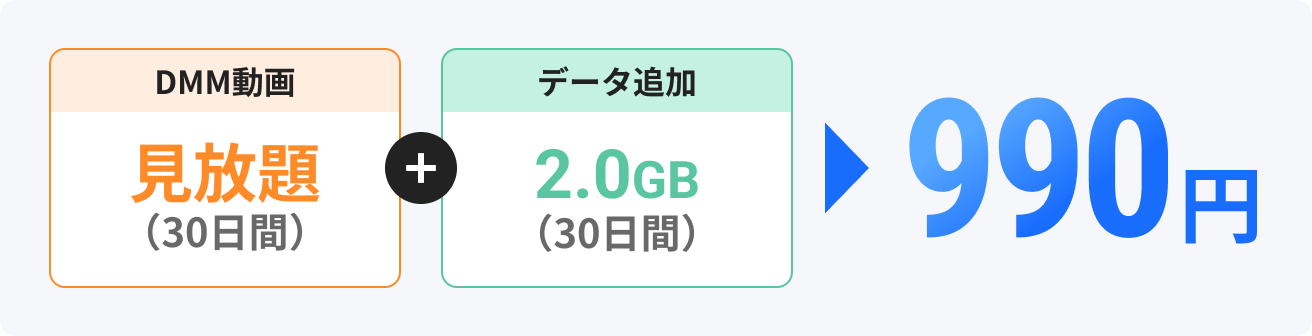 DMM動画見放題(30日間)＋データ追加2.0GB（30日間）990円