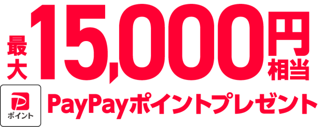 一括15,000円相当PayPayポイントプレゼント
